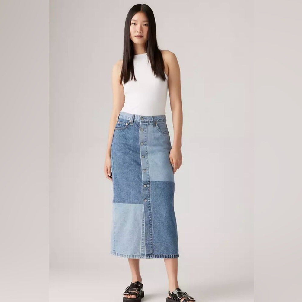 Levi’s Patchwork Denim Maxi Skirt